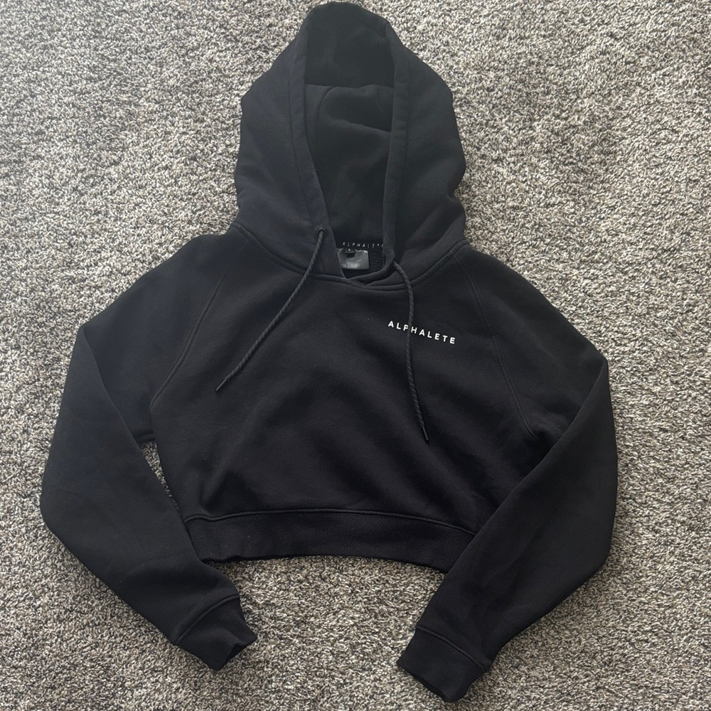 Alphalete Jet Black Cropped Hoodie-SMALL